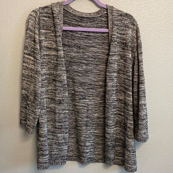 Heathered grey open cardigan 3/4 sleeve(silk blend)- Size large - Picture 1 of 6
